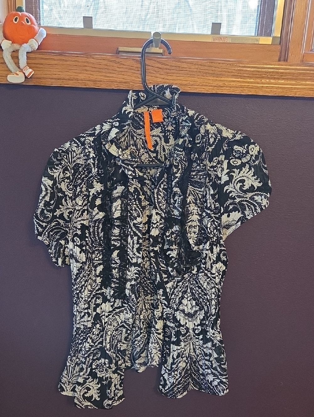 Always by S. Symphony Leigh Black and White Paisley Top